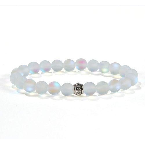 Eryi-Bracelet Femme Pierre Naturelle, 7 Chakra Pierre Naturelle Perle Bracelet Pierre De Lune Blanche Bracelet Élastique Yoga Mode Charme Pendentif En Argent Bijoux Pour Femmes Hommes Cadeau D'annive