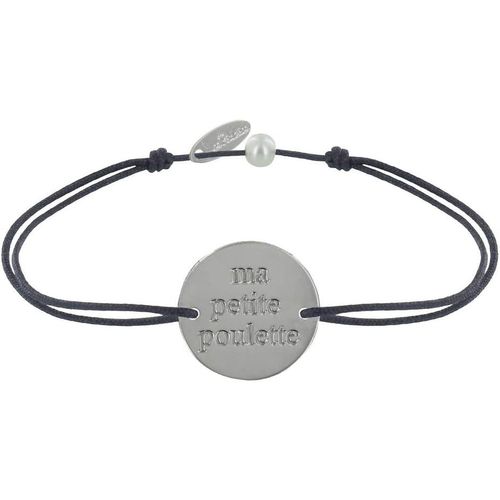 Eryi-- Bracelet Lien Médaille Plaqué Argent Ronde Ma Petite Poulette