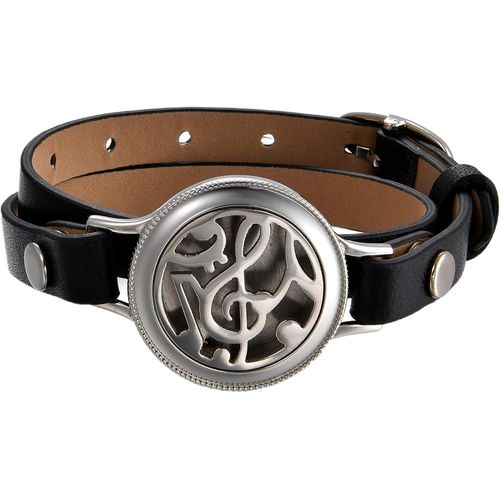 ERYI-Bracelet Femme Cuir Acier Inoxydable Motif Arbre De La Vie Musical Rond Boîtier Creux Diffuseur De Essence Essentiel Et Parfum Fantaisie Cadeau Anniversaire