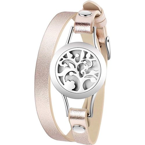 ERYI-Bracelet Femme Cuir Acier Inoxydable Motif Arbre De La Vie Musical Rond Boîtier Creux Diffuseur De Essence Essentiel Et Parfum Fantaisie Cadeau Anniversaire