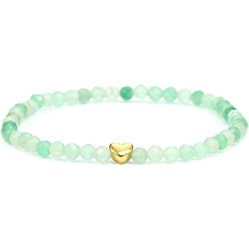 Eryi-Bracelet En Véritable Pierre Précieuse Avec Perles À Facettes De 4mm Et C?ur En Acier Inoxydable - Différentes Longueurs - Bracelet En Pierres Précieuses Porte
