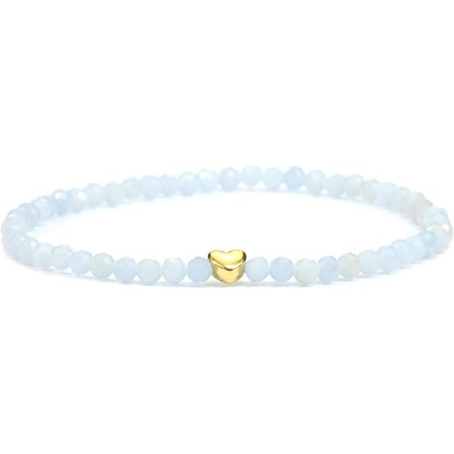Eryi-Bracelet En Véritable Pierre Précieuse Avec Perles À Facettes De 4mm Et C?ur En Acier Inoxydable - Différentes Longueurs - Bracelet En Pierres Précieuses Porte