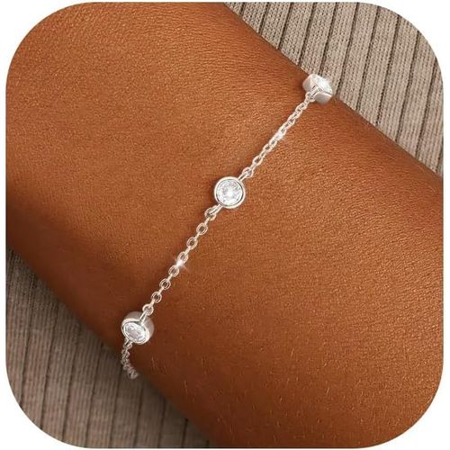 Eryi-Bracelet Femme Argent 925/Or En Trefle À 4 Feuilles Réglable Bracelet 18k Plaqué Or En Zircon Cubique Papillon Fleur Bracelets Amitié Parure Bijoux Idée Cadeau Marraine Anniversaire Femme Fille