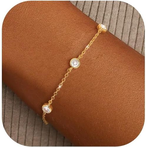 Eryi-Bracelet Femme Argent 925/Or En Trefle À 4 Feuilles Réglable Bracelet 18k Plaqué Or En Zircon Cubique Papillon Fleur Bracelets Amitié Parure Bijoux Idée Cadeau Marraine Anniversaire Femme Fille