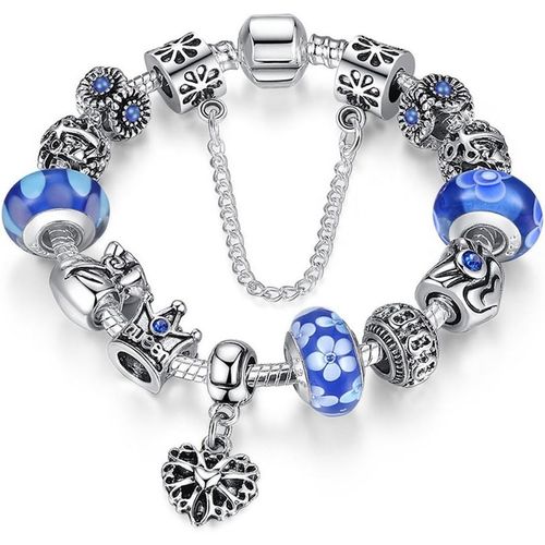 Eryi-A Te® Bracelet Charms « Fleur » En Verre Avec Chaîne De Sécurité, 18 Cm/20 Cm Code Jw-B110