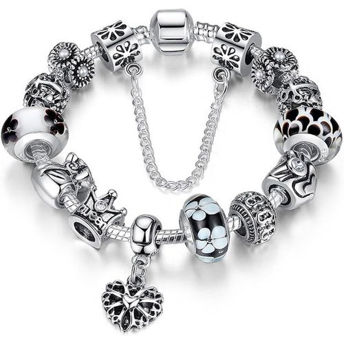 Eryi-A Te® Bracelet Charms « Fleur » En Verre Avec Chaîne De Sécurité, 18 Cm/20 Cm Code Jw-B110
