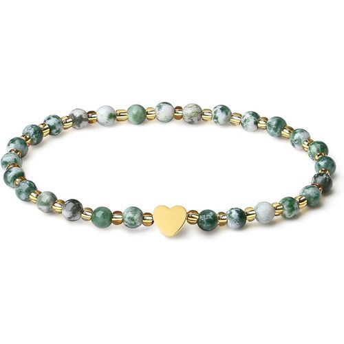 Eryi-Bracelet De Perles En Pierre Naturelle Fait Main 4mm Mini Extensible Bracelets D'énergie Plaqué Or 18k Bracelet C?ur Pour Femmes Bijoux Véritable