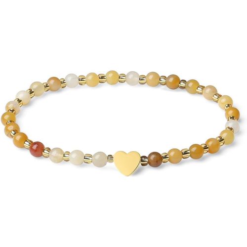 Eryi-Bracelet De Perles En Pierre Naturelle Fait Main 4mm Mini Extensible Bracelets D'énergie Plaqué Or 18k Bracelet C?ur Pour Femmes Bijoux Véritable