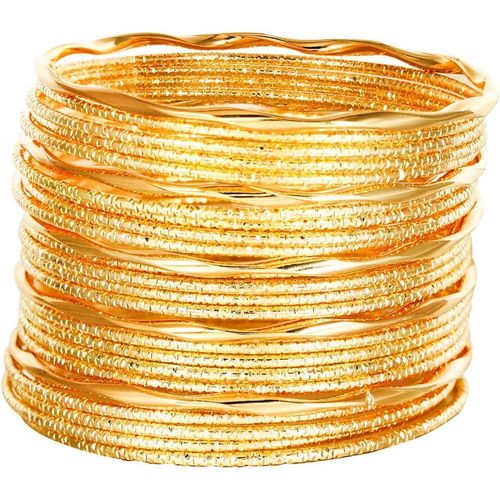 Eryi-- Bracelet Indien Multi-Couches En Or - Manchettes Pour Femmes - Hommes - Bracelets Bohémiens Superposables Et Texturés Pour Femmes - Hommes