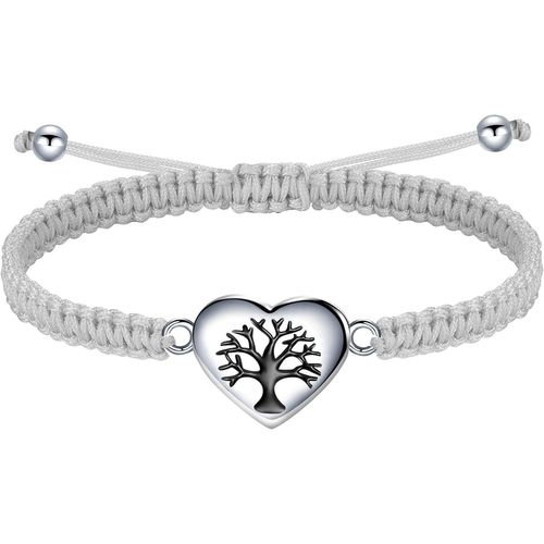 Eryi-Bracelet Femme Fille Cordon Argent 925 Arbre De Vie Ohm Lotus Fleur Yoga Méditation Spirituelle Bijoux, Zircone Chakra Bracelet Réglable Pour Ado