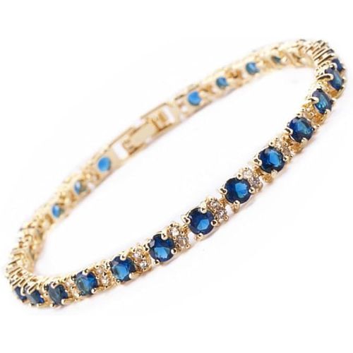 Eryi-Eternity Bracelet De Tennis & Coupe De Rond Cz [8 Couleurs Disponibles] En Plaqué Or Jaune, 18cm / 7inch