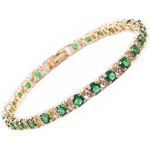 Eryi-Eternity Bracelet De Tennis & Coupe De Rond Cz [8 Couleurs Disponibles] En Plaqué Or Jaune, 18cm / 7inch