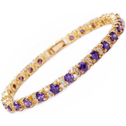 Eryi-Eternity Bracelet De Tennis & Coupe De Rond Cz [8 Couleurs Disponibles] En Plaqué Or Jaune, 18cm / 7inch