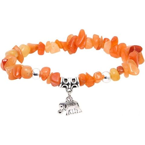 Eryi-Éléphant Bracelet À Breloque Pierre Naturelle Bijoux Fantaisie Cadeau Femme Yoga Elastique