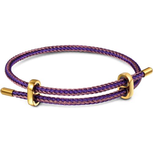 Eryi-Basic Pink Blue Red Purple Adjustable Bracelet Avec 2 Bouchons, Bracelet En Acier Inoxydable Pour Femmes, Cadeau De Charme Festif Pour Elle