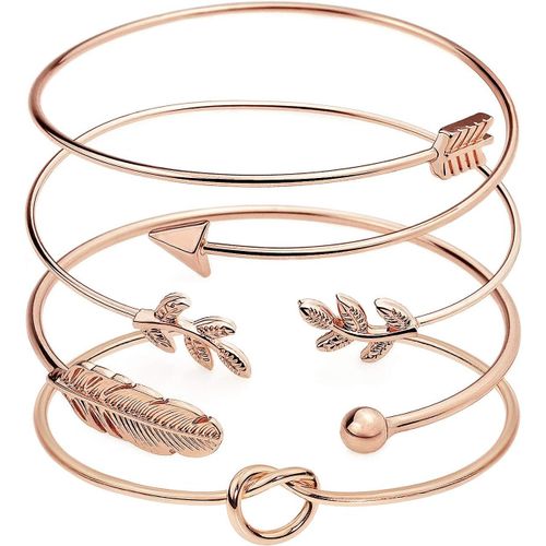 Eryi-4 Pièces Bracelet Manchette Réglable Bracelet En Fil Ouvert Ensemble De Bracelets Enveloppants Empilables Pour Femmes