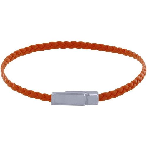 Eryi-- Bracelet Femme Tresse Plate En Cuir Mat Fermoir Aimanté Métal Argenté