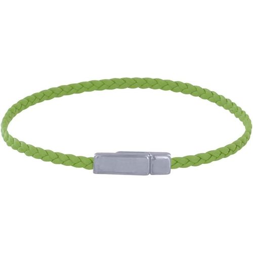 Eryi-- Bracelet Femme Tresse Plate En Cuir Mat Fermoir Aimanté Métal Argenté