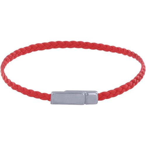 Eryi-- Bracelet Femme Tresse Plate En Cuir Mat Fermoir Aimanté Métal Argenté