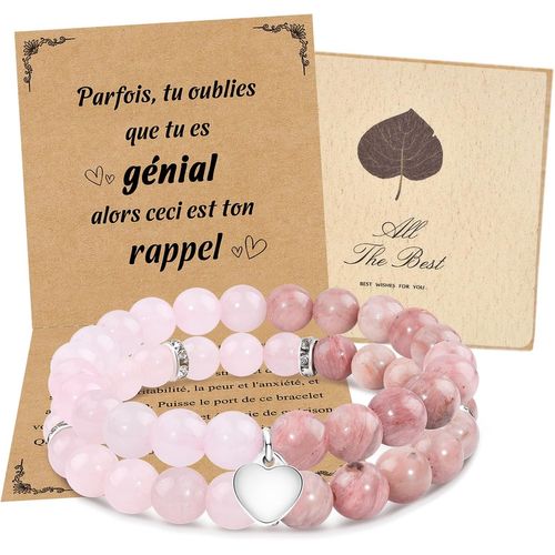 Eryi-2pcs Bracelet Pierre Naturelle Femme - Idée Cadeau Original Pour Anniversaire, Noël - Bijoux Perles Pour Fille, Ado, Maman, S?ur, Amie