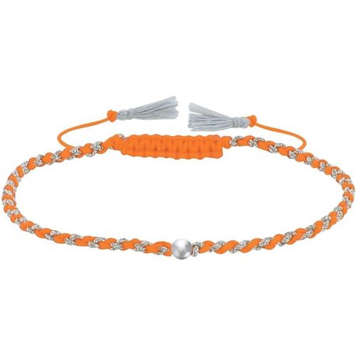 Eryi-- Bracelet Lien Tréssé Rond Bicolore Lurex Et Une Perle Argent 925
