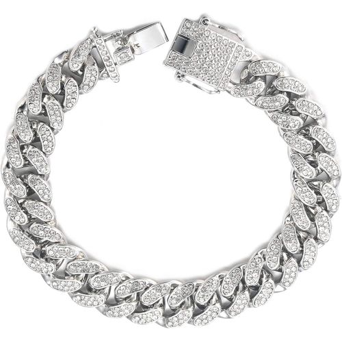 Eryi-Diamant Chaîne Cubain Pour Femme Fille,13.5mm Plaqué Or Véritable 18 Carats/Or Blanc Platine Bracelet Collier Ras Du Cou,Complet Cz Diamantées,Avec Boîte-Cadeau