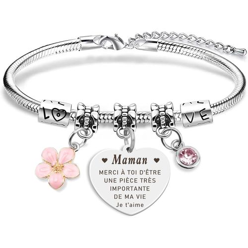Eryi-Cadeau Fete Des Meres, Cadeau Maman, Maman Mère Mami Bracelet Fete Des Meres Merci Valentine Anniversaire Noel Paques Gourmette Cadeaux Original Idee Femme Accessoire