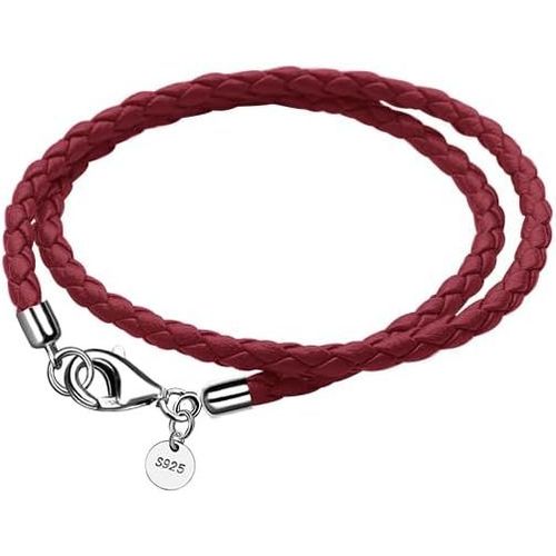 Eryi-Bracelet En Cuir Pour Femme Bracelet En Cuir Tressé 34/36cm Fermoir En Argent 925 Double Couche Diy Perles Charms