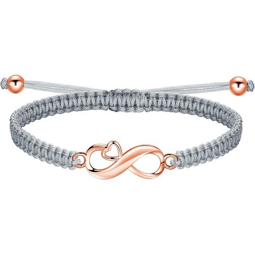 Eryi-Bracelet Infini Femme, Argent 925 Bracelet Corde Tressée Ajustable, Amour Infini Amitié Cadeau Anniversaire Pour Femmes Bijoux De Saint-Valentin