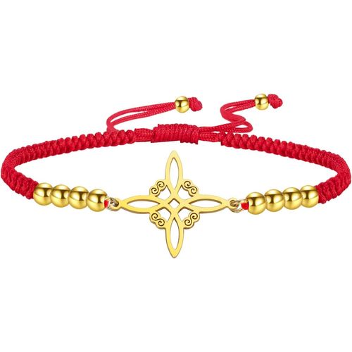 Eryi-Bracelet De Cordes Tressées N?ud De Sorcières En Acier Inoxydable Bracelet Réglable N?ud Celtique Symbole Wiccan Amulette Magique N?ud De Sorcellerie Pour Femmes Charmeuses