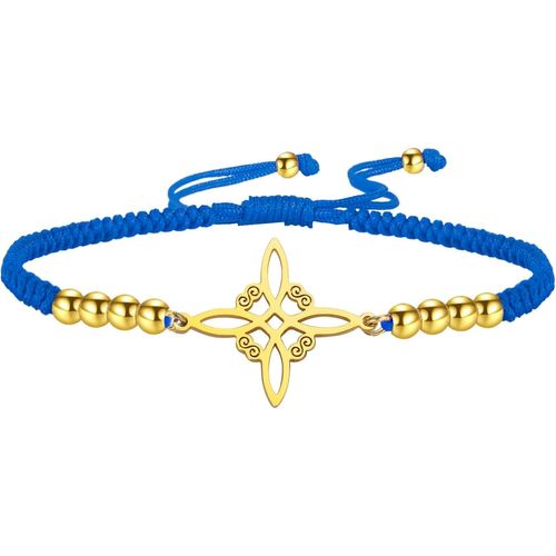 Eryi-Bracelet De Cordes Tressées N?ud De Sorcières En Acier Inoxydable Bracelet Réglable N?ud Celtique Symbole Wiccan Amulette Magique N?ud De Sorcellerie Pour Femmes Charmeuses