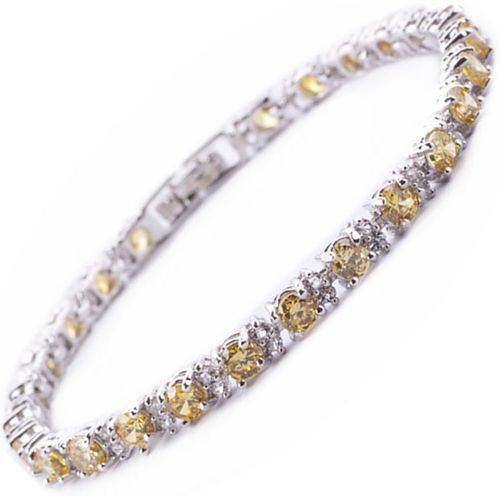 Eryi-Round Multicolore Cz Birthstone Or Blanc Plaqué Bracelet De Tennis, 18cm / 7inch