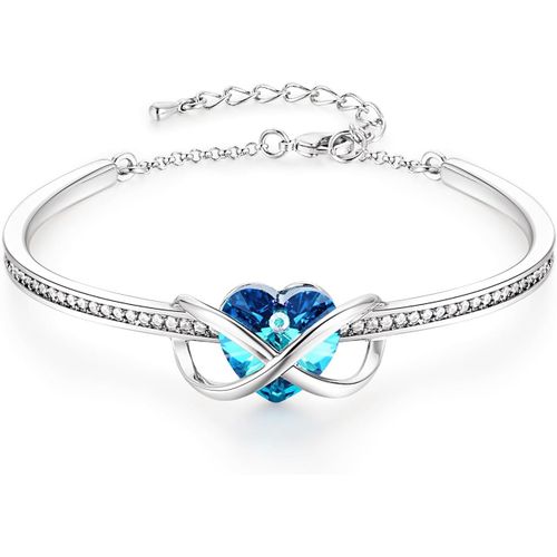 Eryi-Bracelets Argent Plaqué Amour Coeur Cristal Collier Bracelet Pour Femmes Filles Bijoux Anniversaire Fête Des Mères Saint Valentin Cadeaux Pour Maman Elle