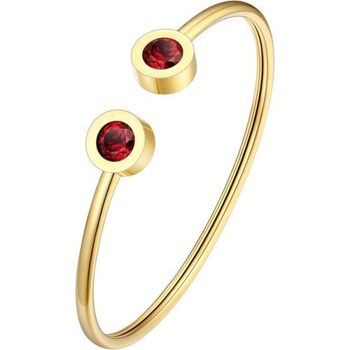 Eryi-Bracelet Femme Ouvert Plaqué Or, Jonc Femme Acier Doré Ajustable Orné De Pierre De Naissance En Cristal, Bijou D'anniversaire