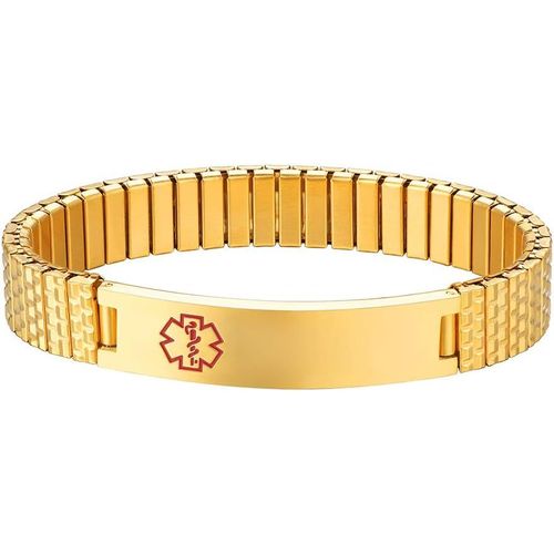 Eryi-Personnalisé Bracelet D'identification-Alerte Médicale Sos-Bracelet Sport Id-Bracelet D'allergie-Bracelet De Médicaments En Acier Réglable Pour Hommes Femmes - Gravure Gratuite Personnalisé