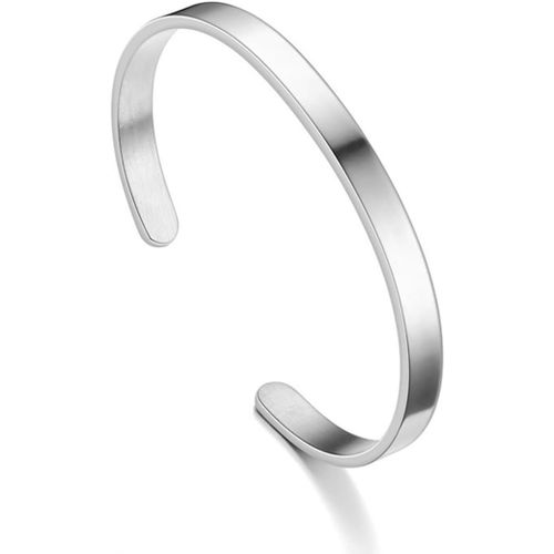 Eryi-Bracelet Unisexe En Acier Inoxydable, Poli Finition, Large Ouvert, Cadeau De Bijoux Pour Femme Homme Bracelet En Acier Inoxydable Poli Finition Jonc Manchette Gourmette Large Ouvert Elégant Arge
