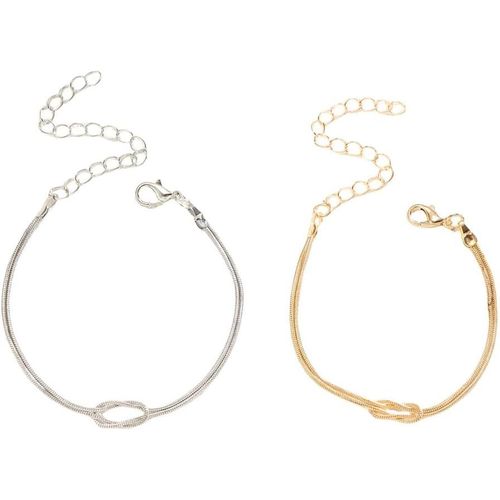 Eryi-2 Pièces Bracelet De Partenaire Parure Femme Homme Couple N?ud Assortis Bijoux Valentin Anniversaire Saint Valentin Cadeau Pour Mari Épouse