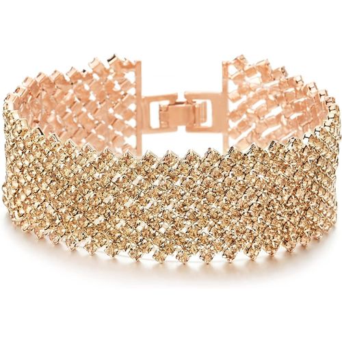 Eryi-Étincelantes Femme Strass Pavé Cluster Grande Bracelet Pour - Bling Bling