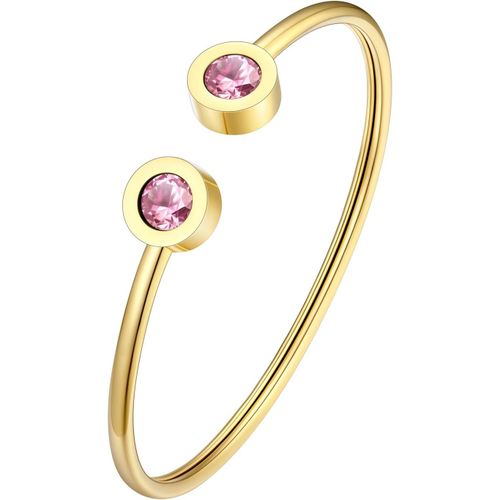Eryi-Bracelet Femme Ouvert Plaqué Or, Jonc Femme Acier Doré Ajustable Orné De Pierre De Naissance En Cristal, Bijou D'anniversaire