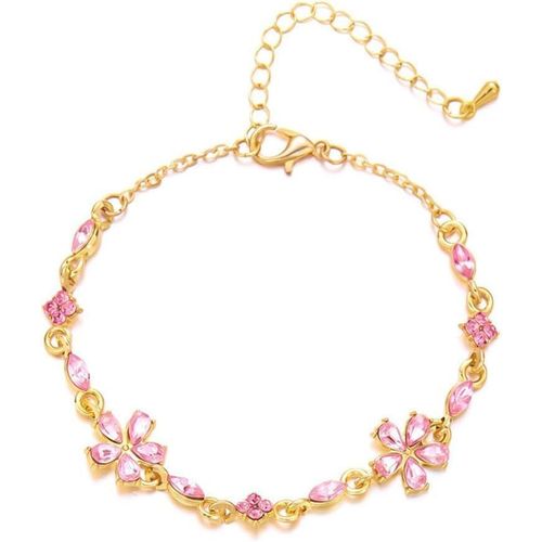 Eryi-Bracelet Femmes Premium Fresh Diamond Flower Bracelet Fleur De Cerisier Design Bracelet Fleur Convient Pour Les Vacances Cadeaux Pour Les Amies