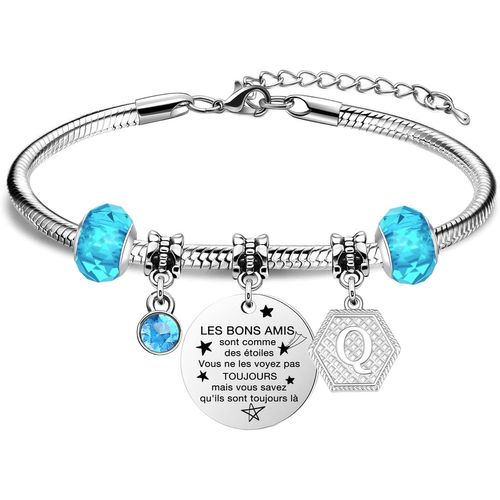 Eryi-Cadeau D'amie Bracelets Pour Femme Fille Cadeau D'amitié Bracelets Pendentif En Argent Avec Le Nom De L'amie Lettre Idée Cadeau Pour Amie Âme S?ur Adolescent Longue Distance Cadeau