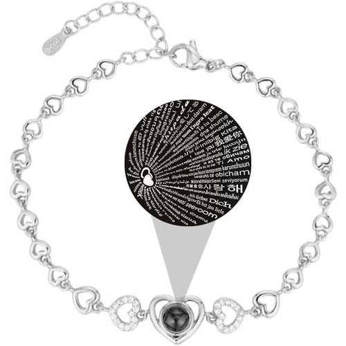 Eryi-Bracelet Femme Bijoux Cadeau De Projection De Photo Personnalisé 100 Façons Dont Je T'aime Réglable Élastique Pour Couple Maitresse Maman S?ur Amie Anniversaire Fête Des Mères Noël Anniversaire