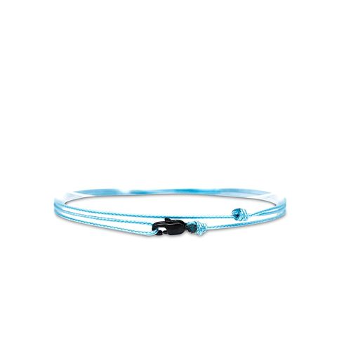 Eryi-Bracelet De Cheville Fin Pour Hommes Et Femmes Avec Fermoir Mousqueton Artisanal - Bijoux De Surfeur Maritime - Minimaliste En Tissu - 100% Étanche Et Réglable (Bleu Clair Noir)