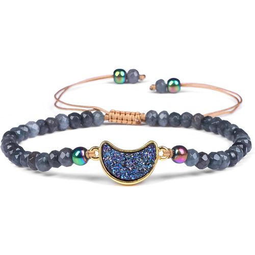 Eryi-Bracelet Tressé En Pierre Naturelle Et Argent Sterling 925 Plaqué Or - 4-6 Mm - 6,7-9,3 Pouces - Bracelet Pour Femme Et Argent Sterling 925 - Réglable
