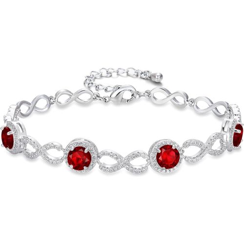 Eryi-Bracelet En Forme 8 Zircone Cubique Pierre De Naissance Pour Femme Mariée Ton Argent