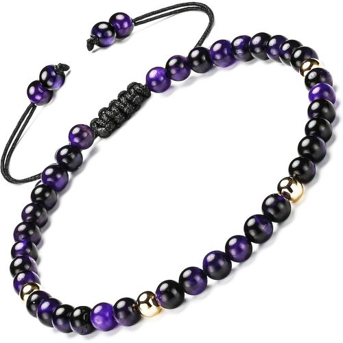 Eryi-Bracelet Tressé En Pierre Naturelle Et Argent Sterling 925 Plaqué Or - 4-6 Mm - 6,7-9,3 Pouces - Bracelet Pour Femme Et Argent Sterling 925 - Réglable
