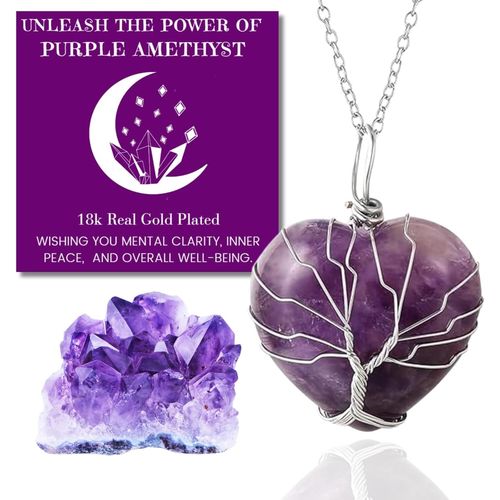 Eryi-Collier Bracelet En Pierre De Lune - Amour Lunaire - Fil Arbre De Vie Plaqué Platine/18 Carats Or Fait À La Main, Pendentifs En Forme De Lune/C?ur/Goutte D'eau En Cristal Naturel
