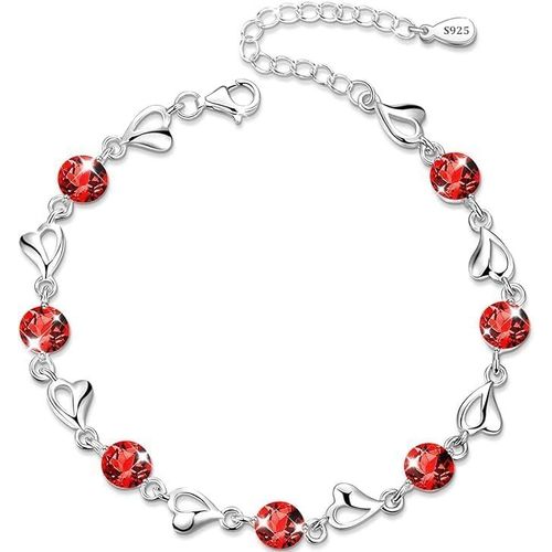 Eryi-Bracelets En Argent Pour Femme, Bracelets En Cristal, Bracelet D'amitié En Forme De C?ur Avec Améthyste Claire Rose Rouge Bleu Cz Pour Femmes Filles, Cadeau D'anniversaire