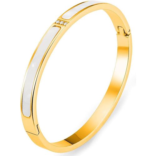 Eryi-- Bracelet En Acier Inoxydable Et Titane Avec Cristaux De Zirconium Cubique - Plaqué Or 18k Pour Femmes