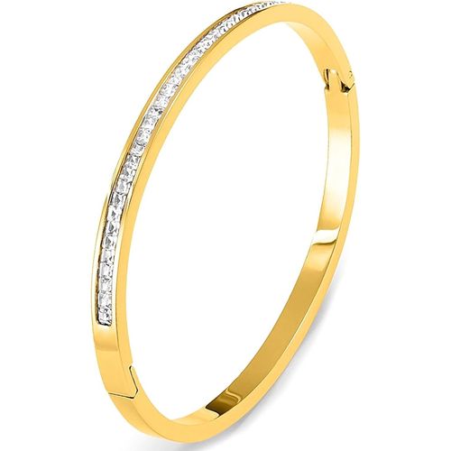 Eryi-- Bracelet En Acier Inoxydable Et Titane Avec Cristaux De Zirconium Cubique - Plaqué Or 18k Pour Femmes